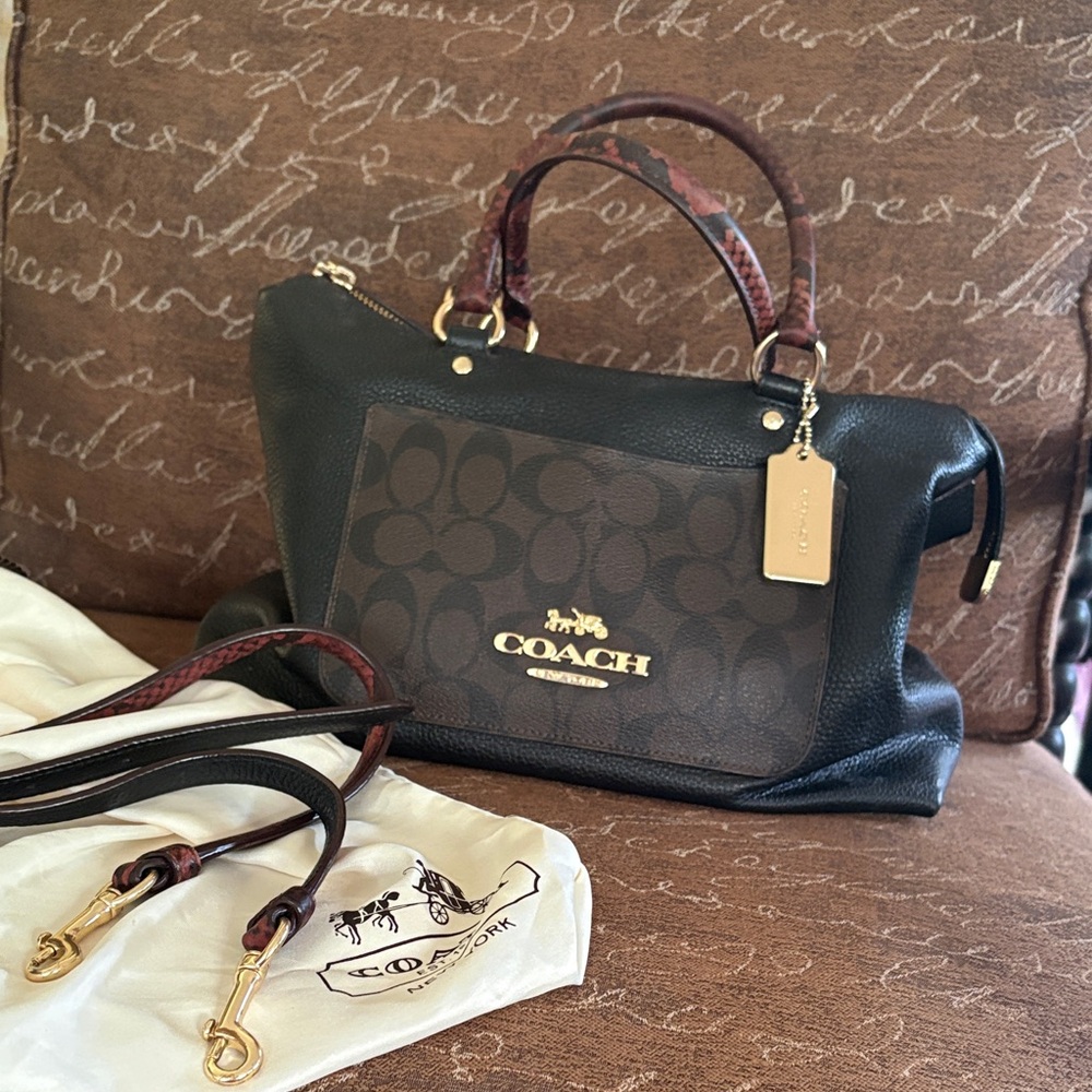 Black Brown Python Coach Bag - image 1